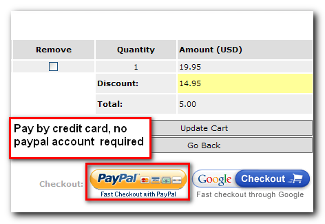 First step of the checkout