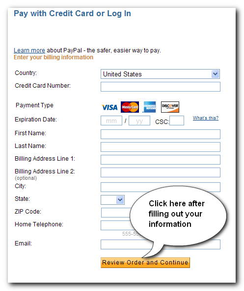 Second step of checkout